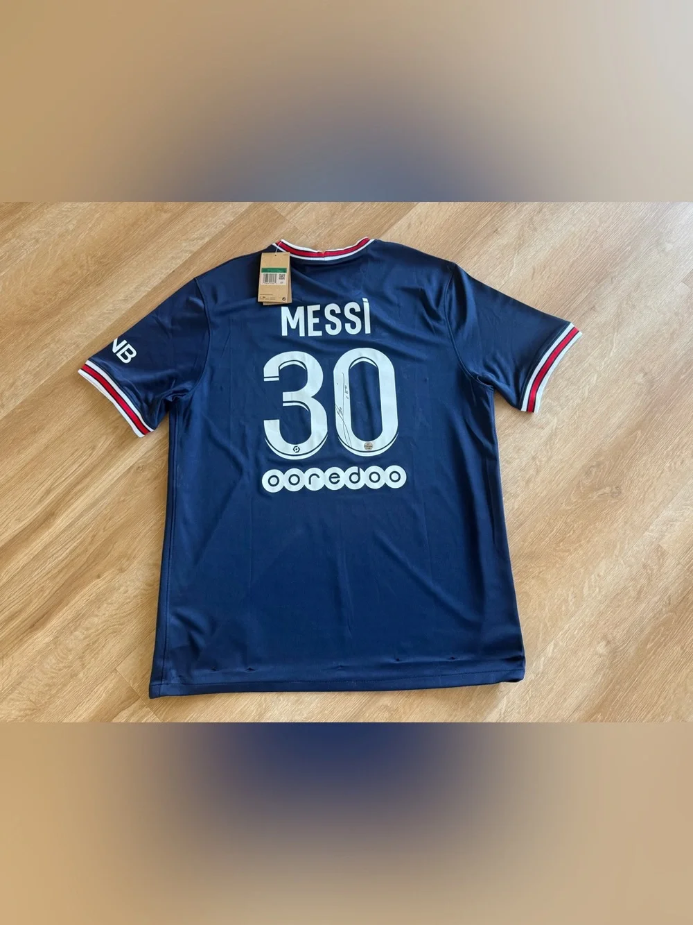 Jordan Navy PSG Men's Soccer Jersey with Leo Messi signature valuable